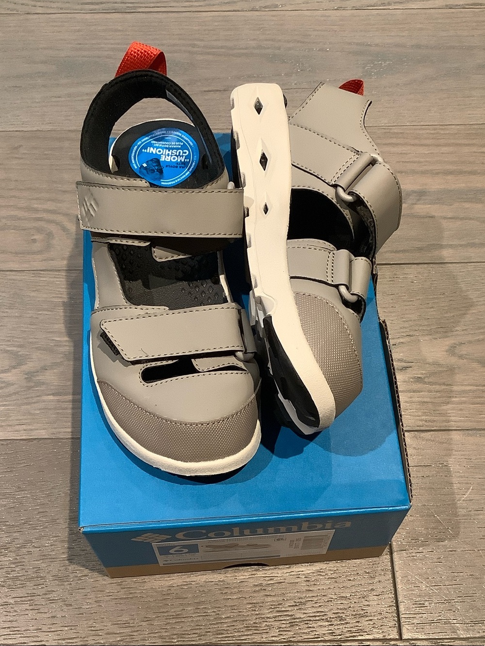Columbia Kids Gray and Red Strap Outdoor Sandals